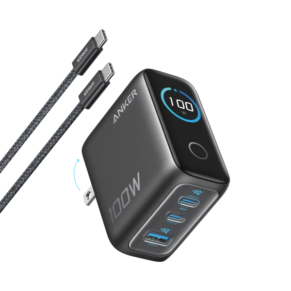 Anker Charger (100W 3 Ports Smart Display)