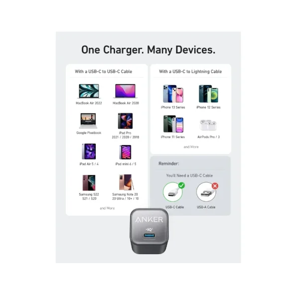 Alternative view of Anker Nano Charger (30W GaN)