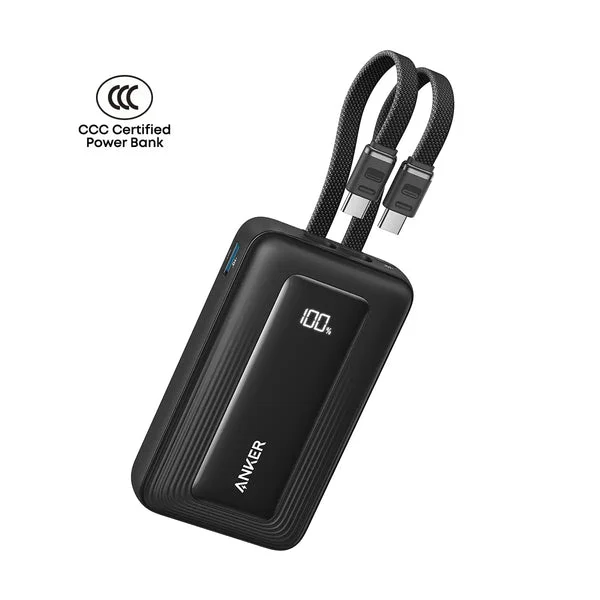 Anker Zolo Power Bank (10K, 35W, Built-In Dual USB-C Cables)