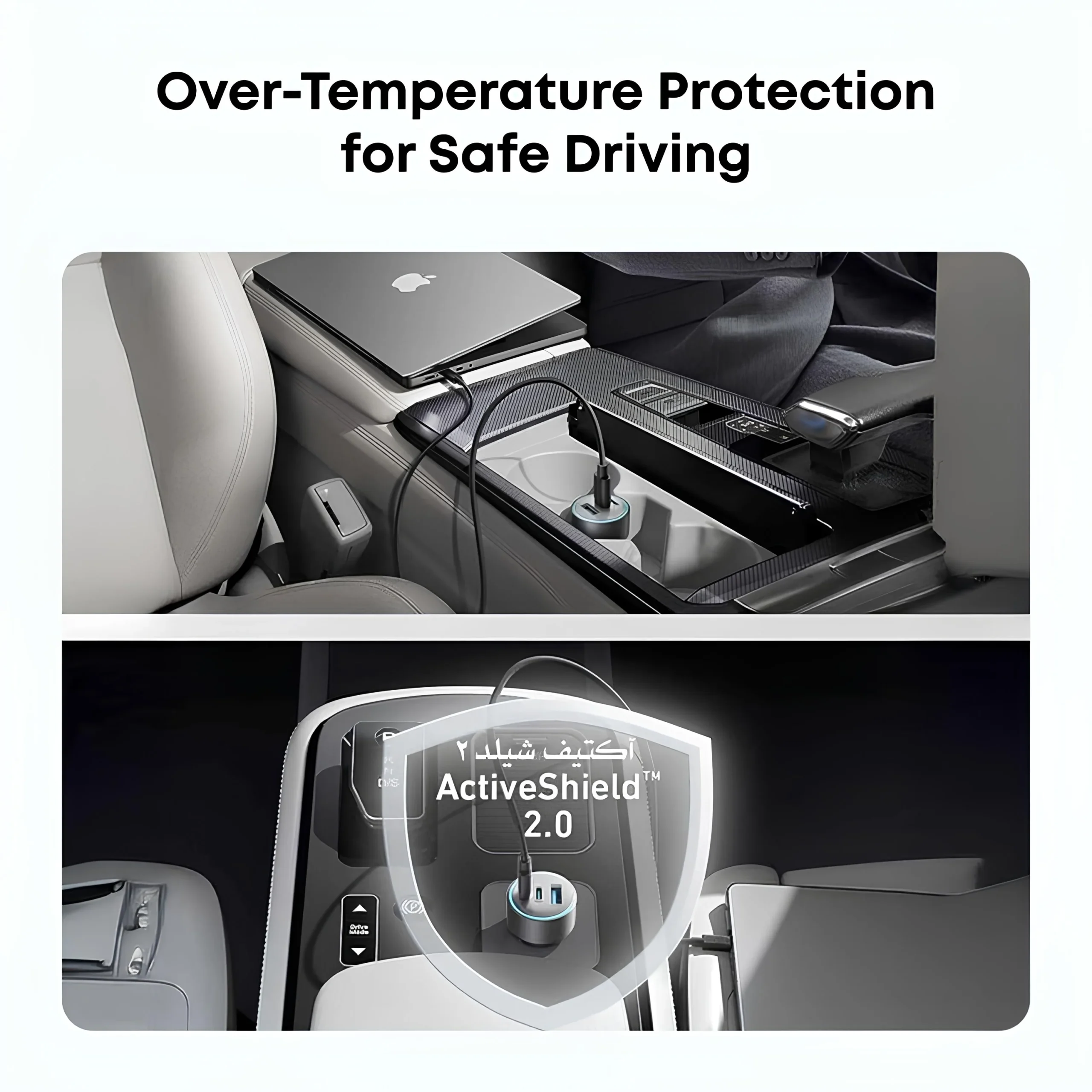 Anker 335 illustration showing ActiveShield 2.0 temperature monitoring.