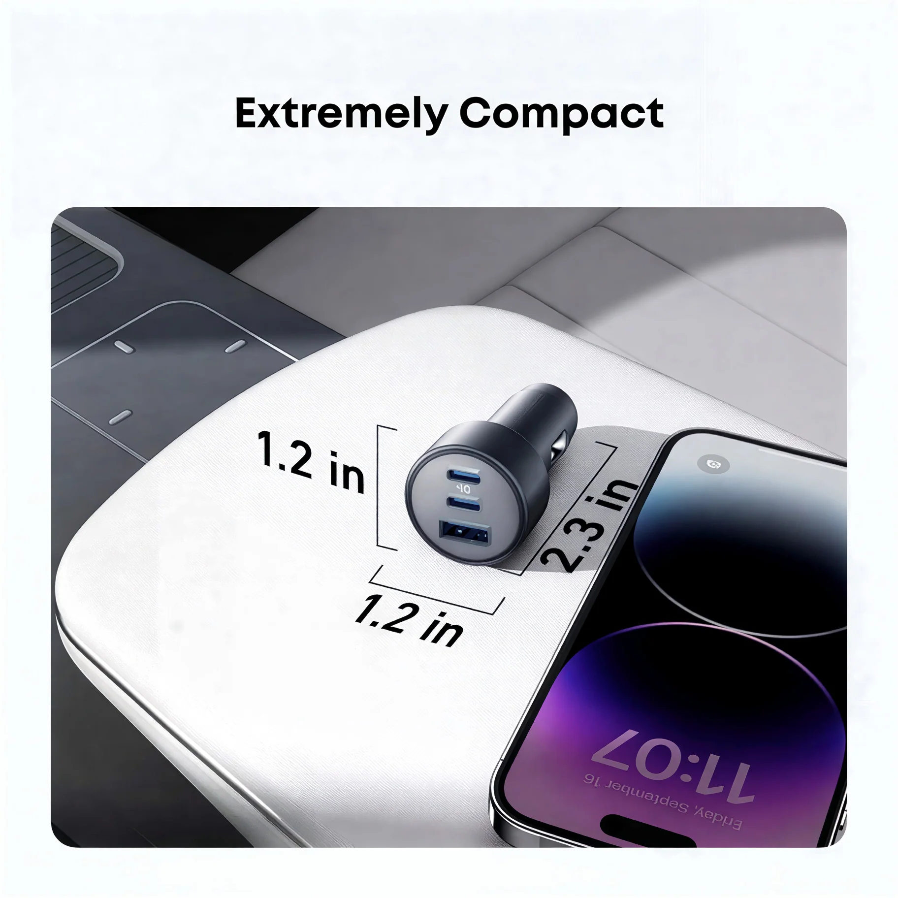 Anker 335 shown with manufacturer dimensions of approximately 2.3 by 1.2 by 1.2 inches.
