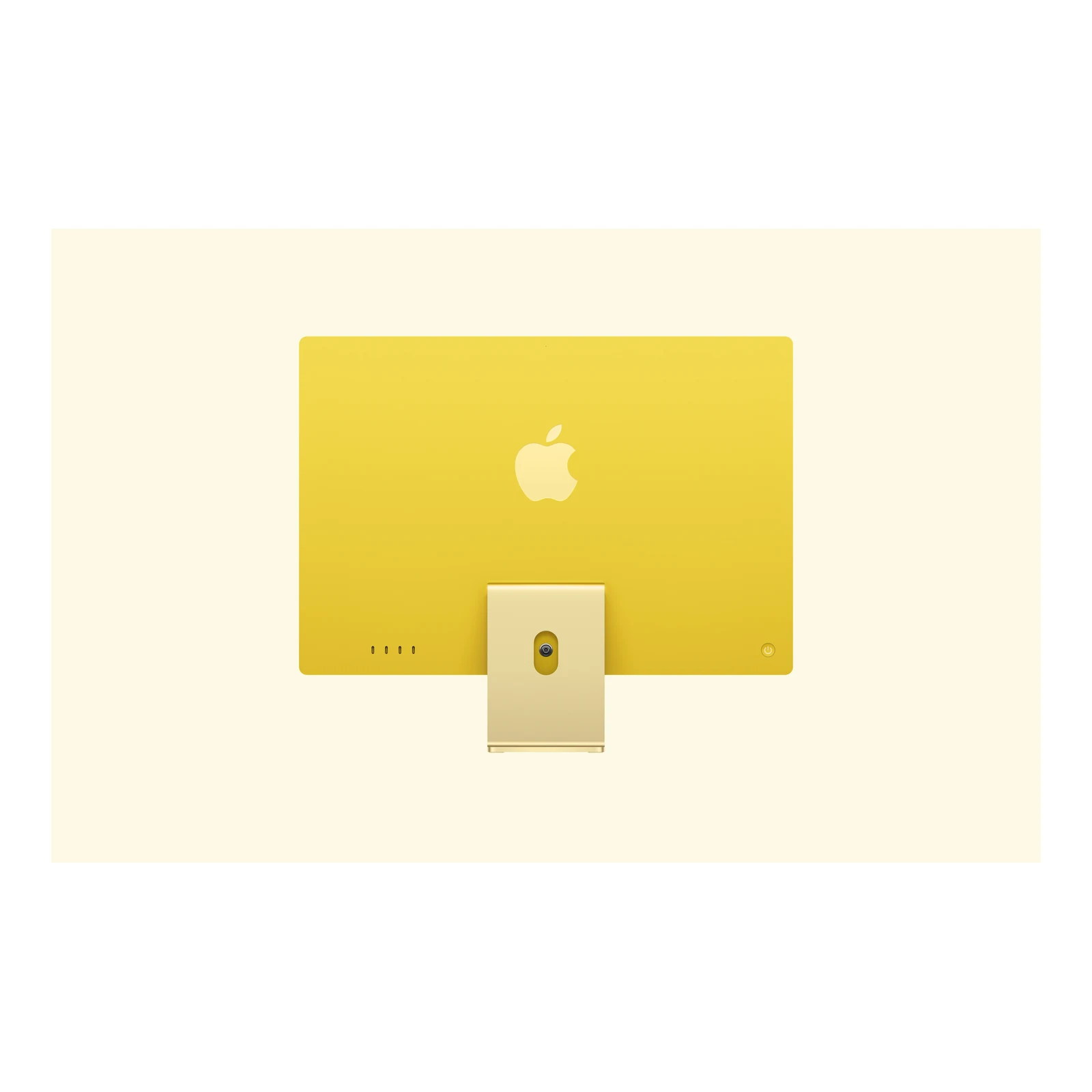 Apple iMac 24-inch M6 in Yellow — 4 Thunderbolt ports, stand, rear view