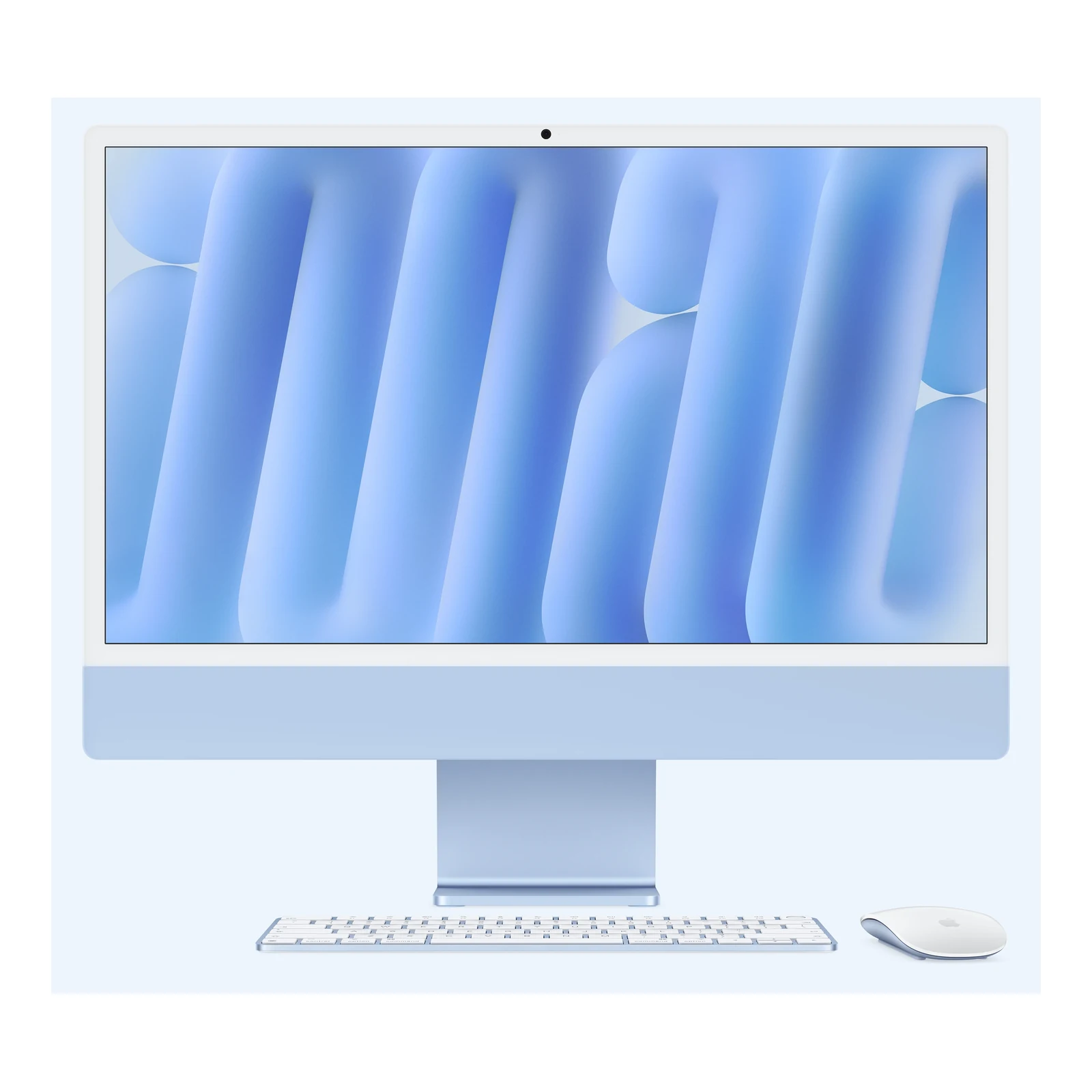 Apple iMac 24-inch M6 in Blue — front view with matching accessories