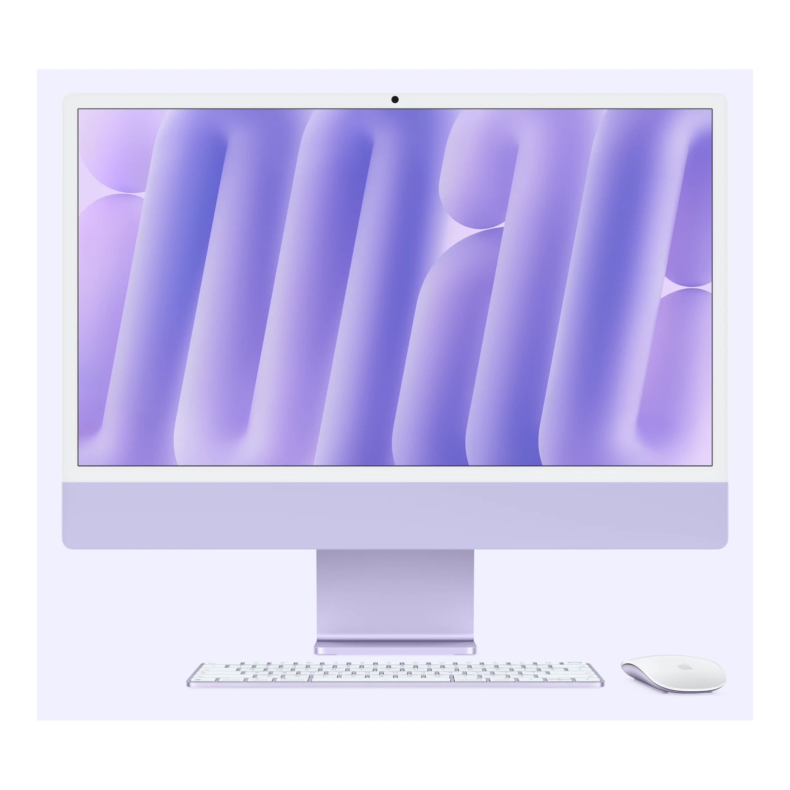 Apple iMac 24-inch M6 in Purple — front view with matching accessories