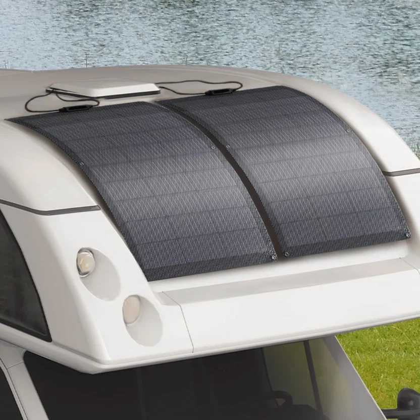 EcoFlow 100W Flexible Solar Panel Curved Roof Installation Example