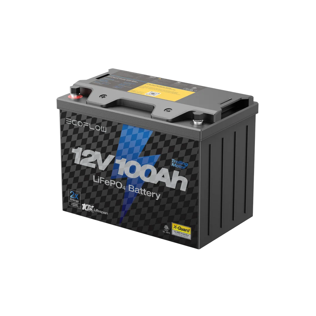 EcoFlow 12V 100Ah LiFePO4 Deep Cycle Battery Opposite Three Quarter View