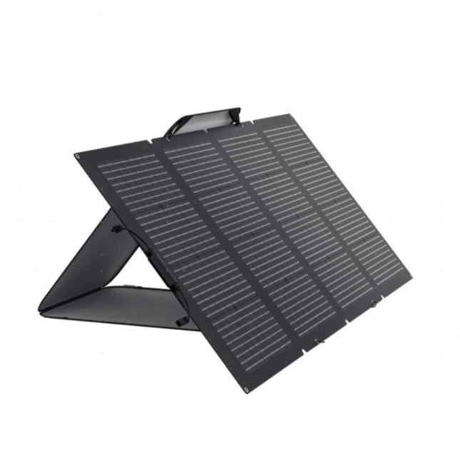 EcoFlow 220W Bifacial Portable Solar Panel Angled Front View