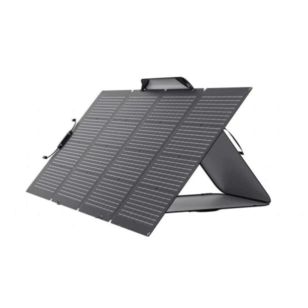 EcoFlow 220W Bifacial Portable Solar Panel Case Kickstand Front View