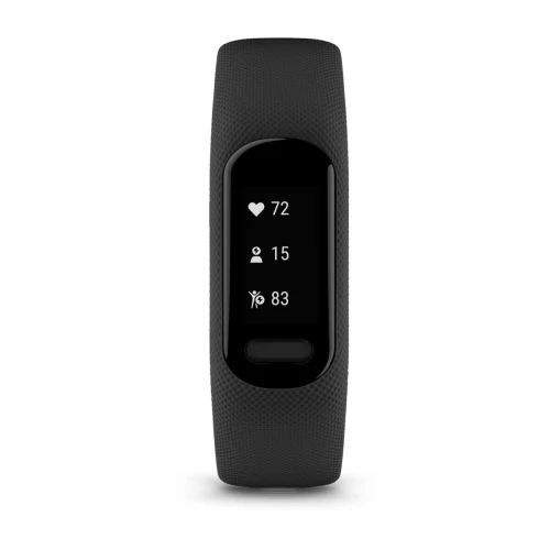 Garmin vívosmart 5 Black with Large silicone band, front activity display