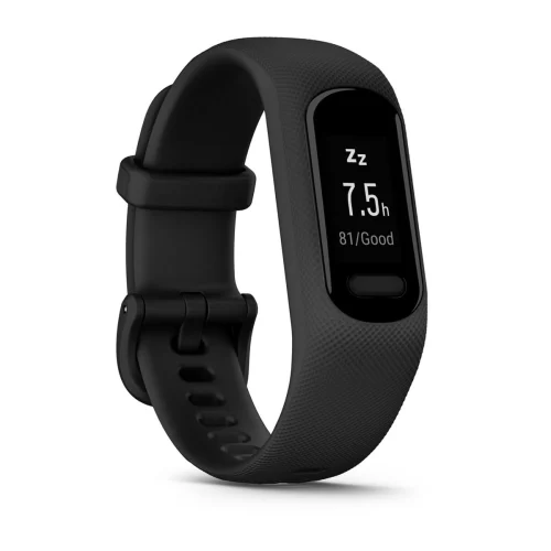 Garmin vívosmart 5 Black with Small/Medium silicone band, opposite angled fitness tracker display