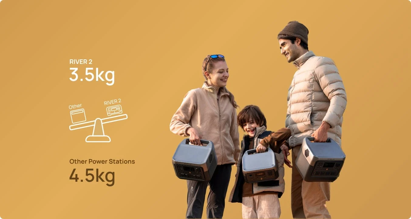 EcoFlow RIVER 2, lightweight carrying design - manufacturer illustration