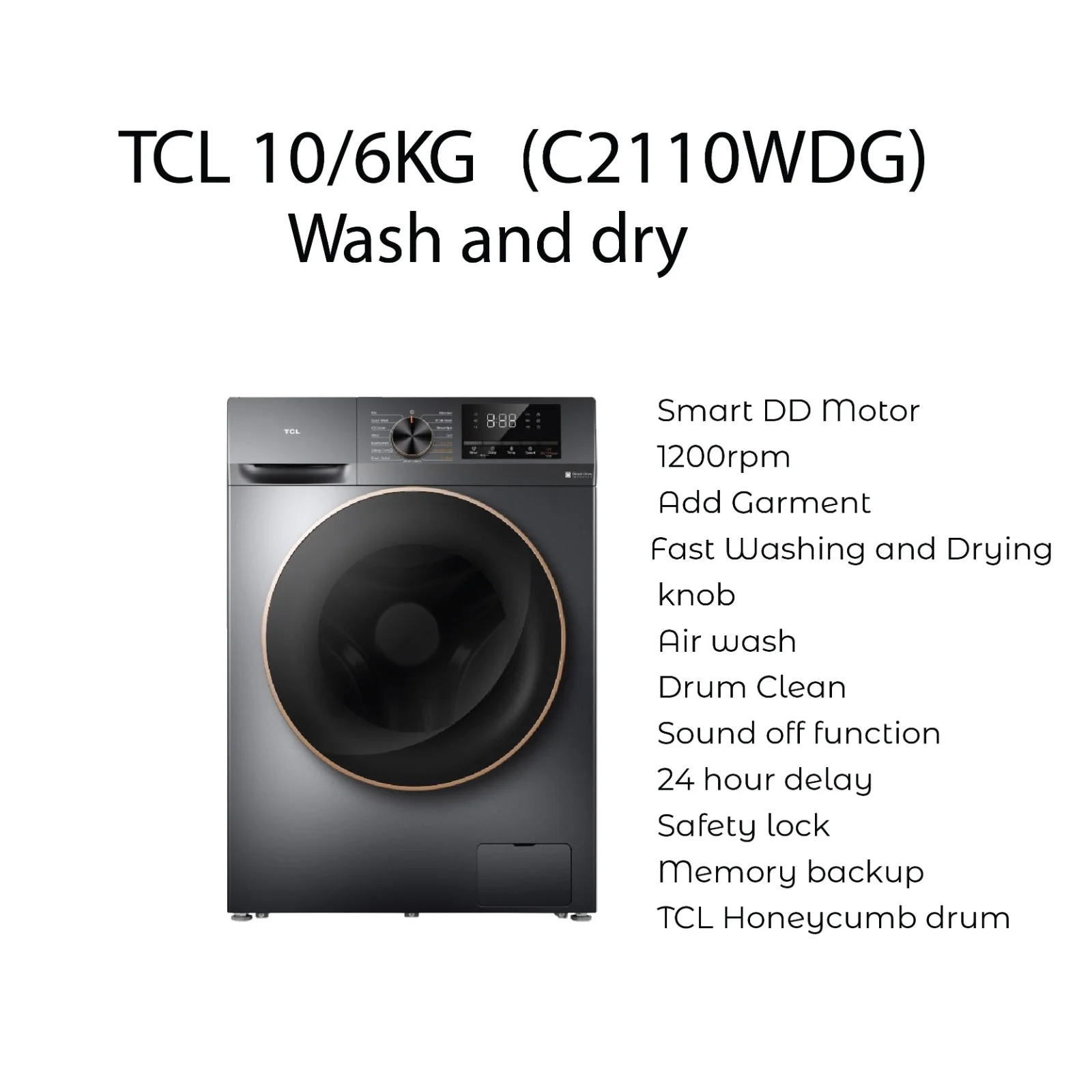TCL C2110WDG 10kg 6kg Front Load Washer Dryer Carrefour 1