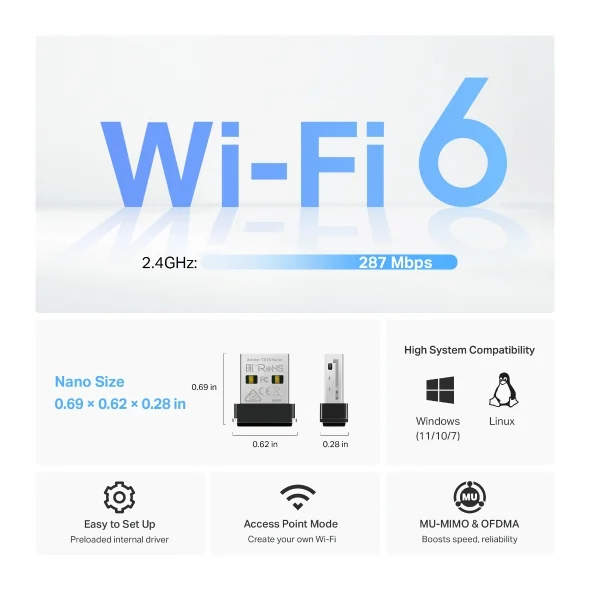 TP Link Archer TX1U Nano USB Wi Fi Adapter C