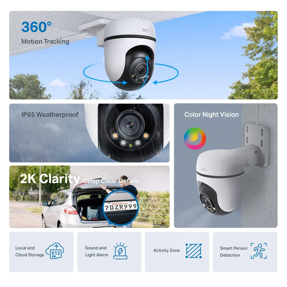 TP Link Tapo C510W Outdoor Pan Tilt Wi Fi Camera D