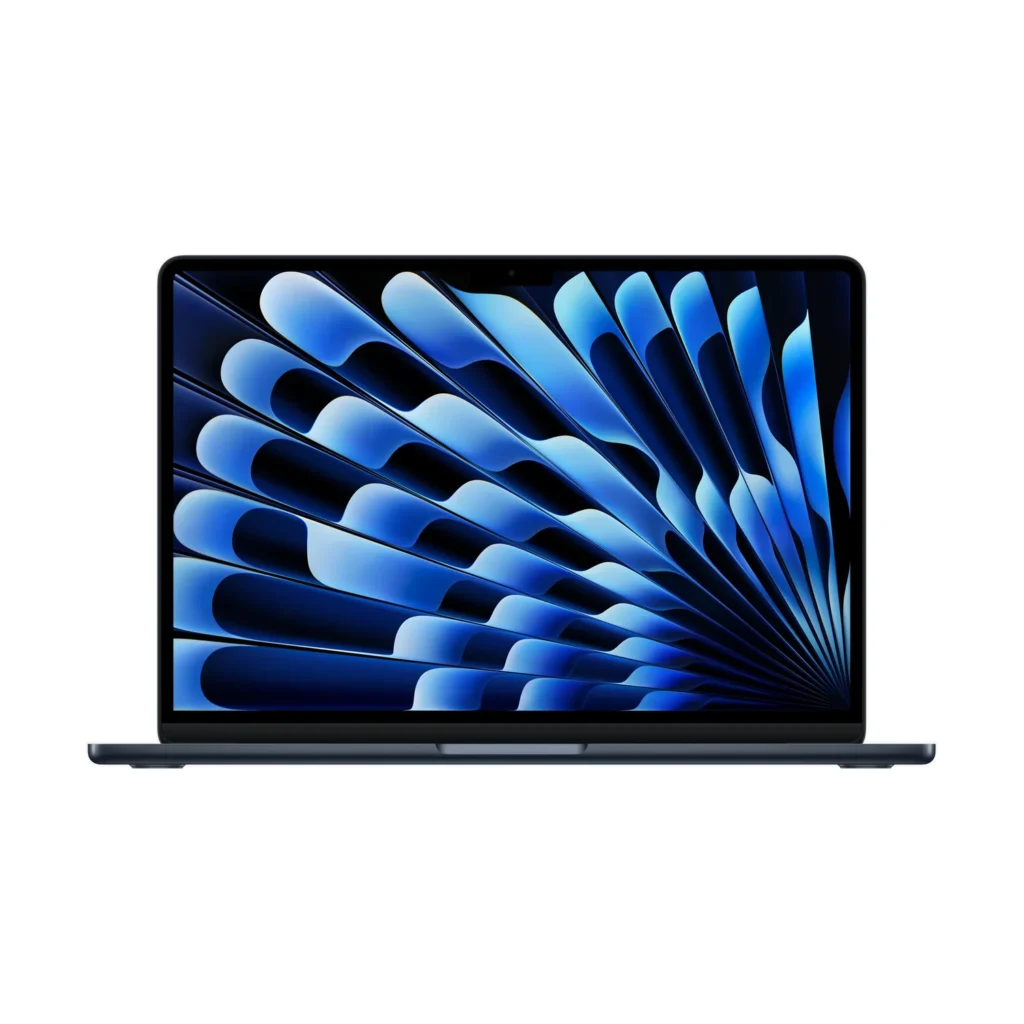 Apple MacBook Air 13-inch (M5) in Midnight, open front view