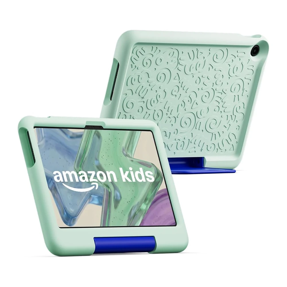 Amazon Kids Tablet 11: bio Green case front and rear views