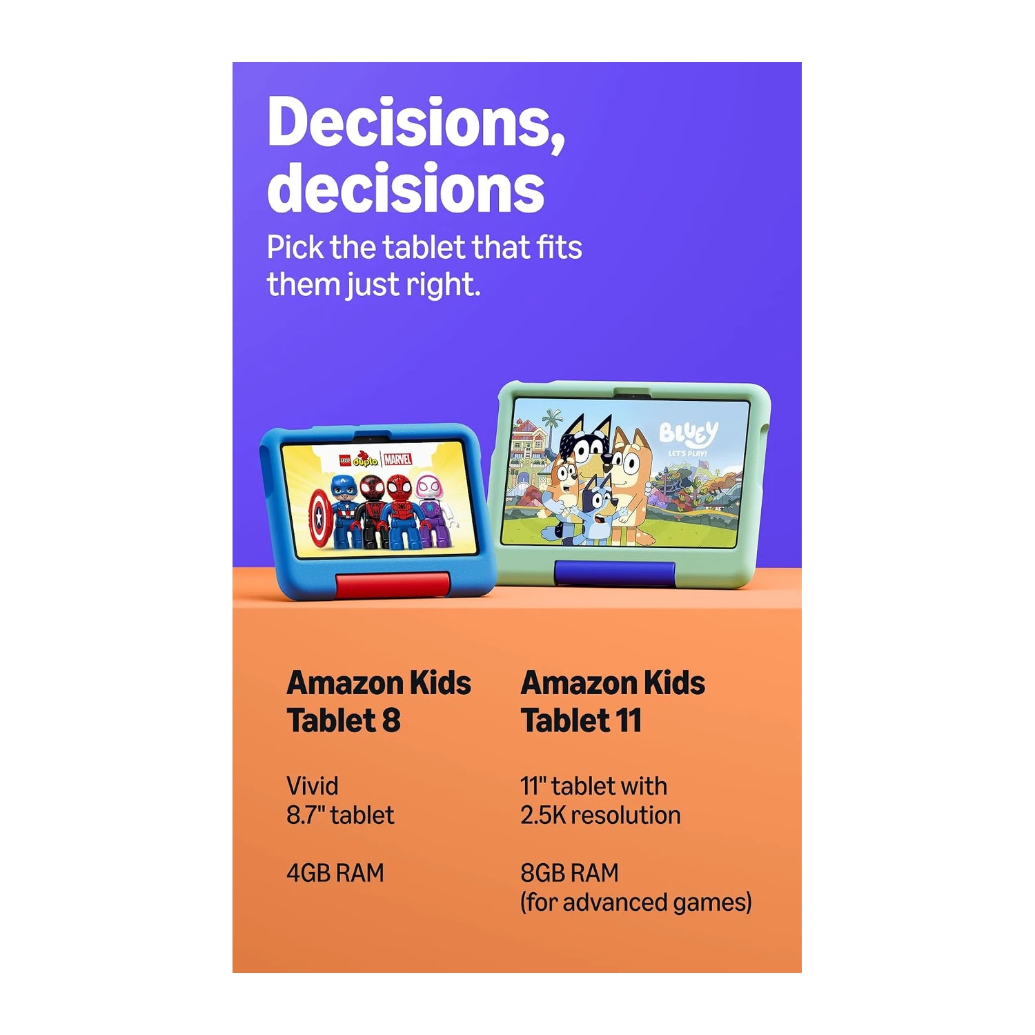 Amazon Kids Tablet 11: kids Tablet 8 and 11 size comparison